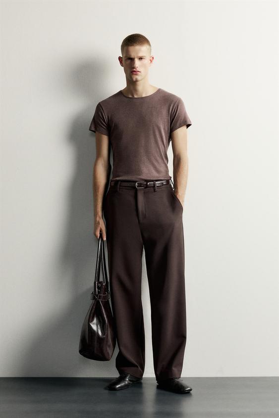 LIGHTWEIGHT SLIM FIT T-SHIRT - Brown marl de Zara - Imagen 0