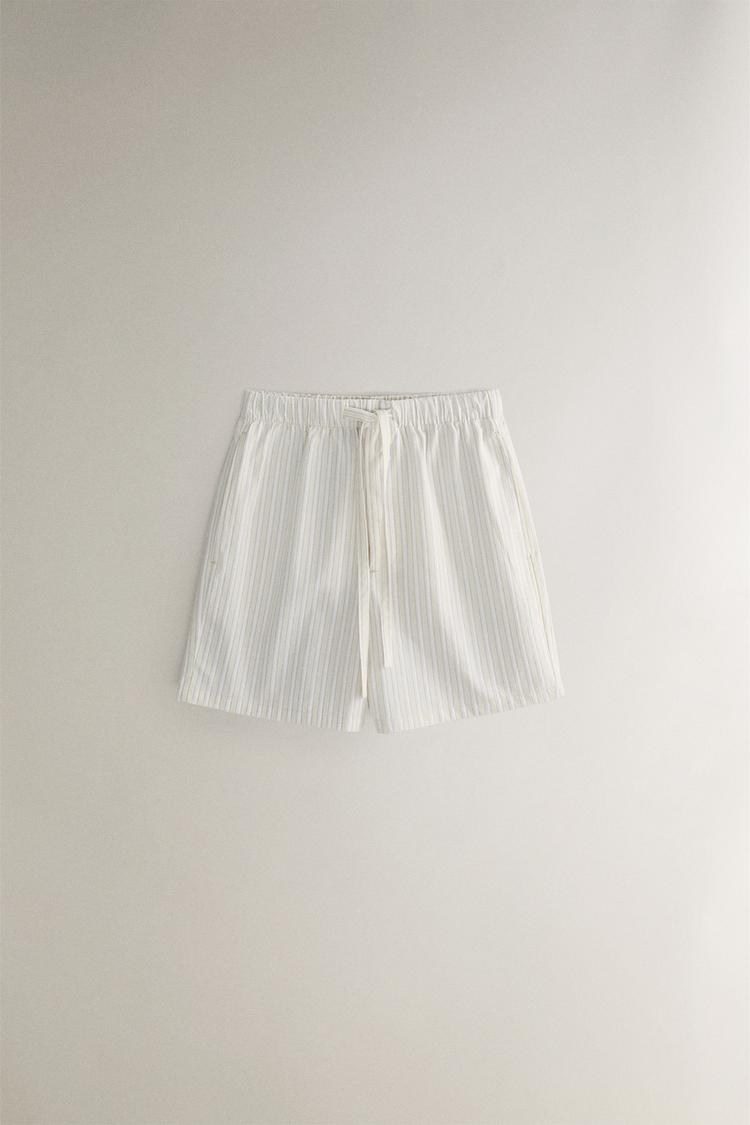 SHORTS IN COTONE A RIGHE Écru ZARA Italia Italy