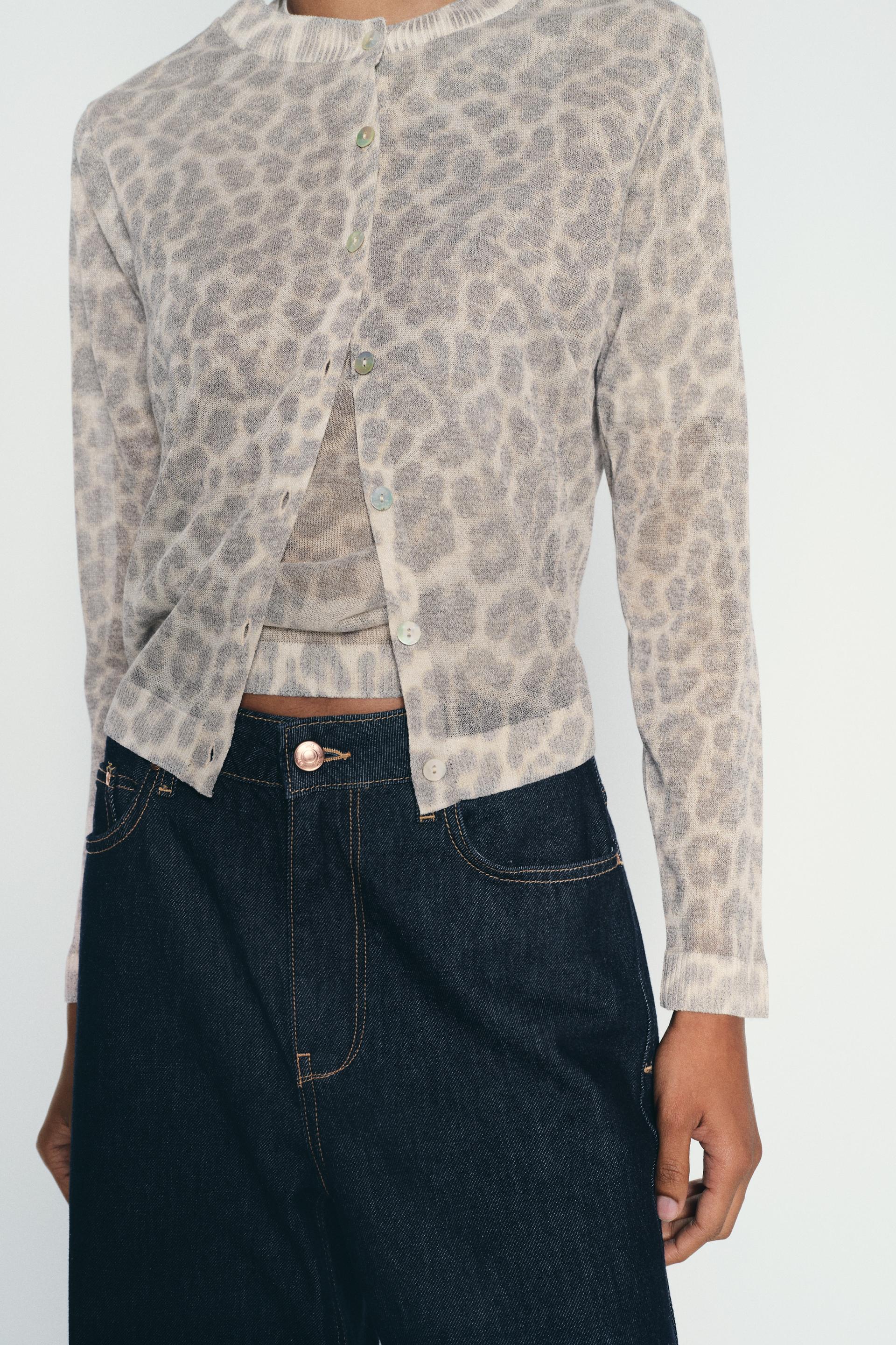 KNIT ANIMAL PRINT JACKET Leopard ZARA Mexico