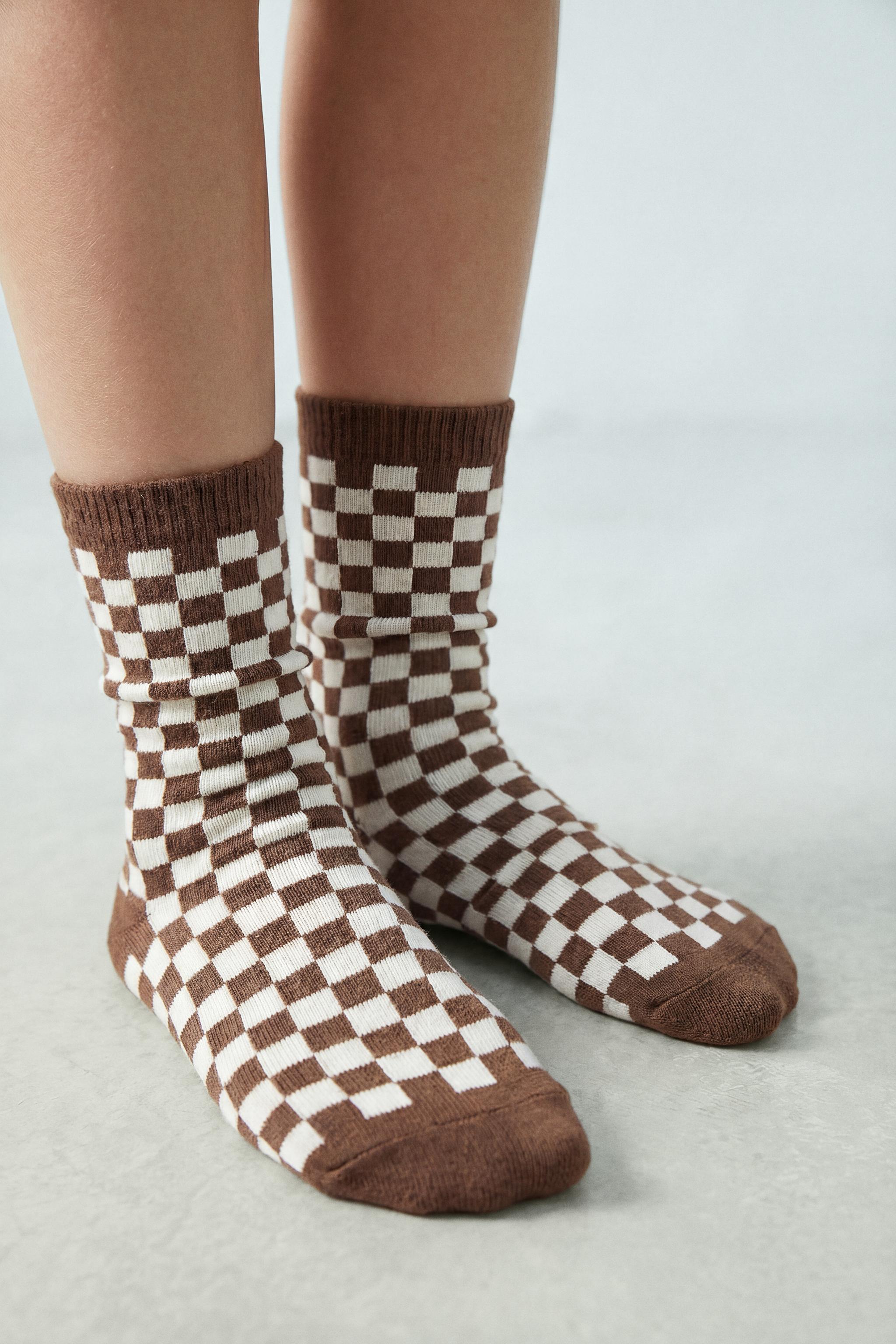 THREE-PACK OF CHECKERED LONG SOCKS