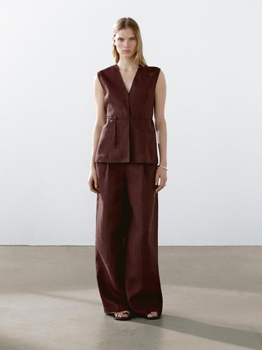 Chaleco largo cintas 100% lino - varios de Zara
