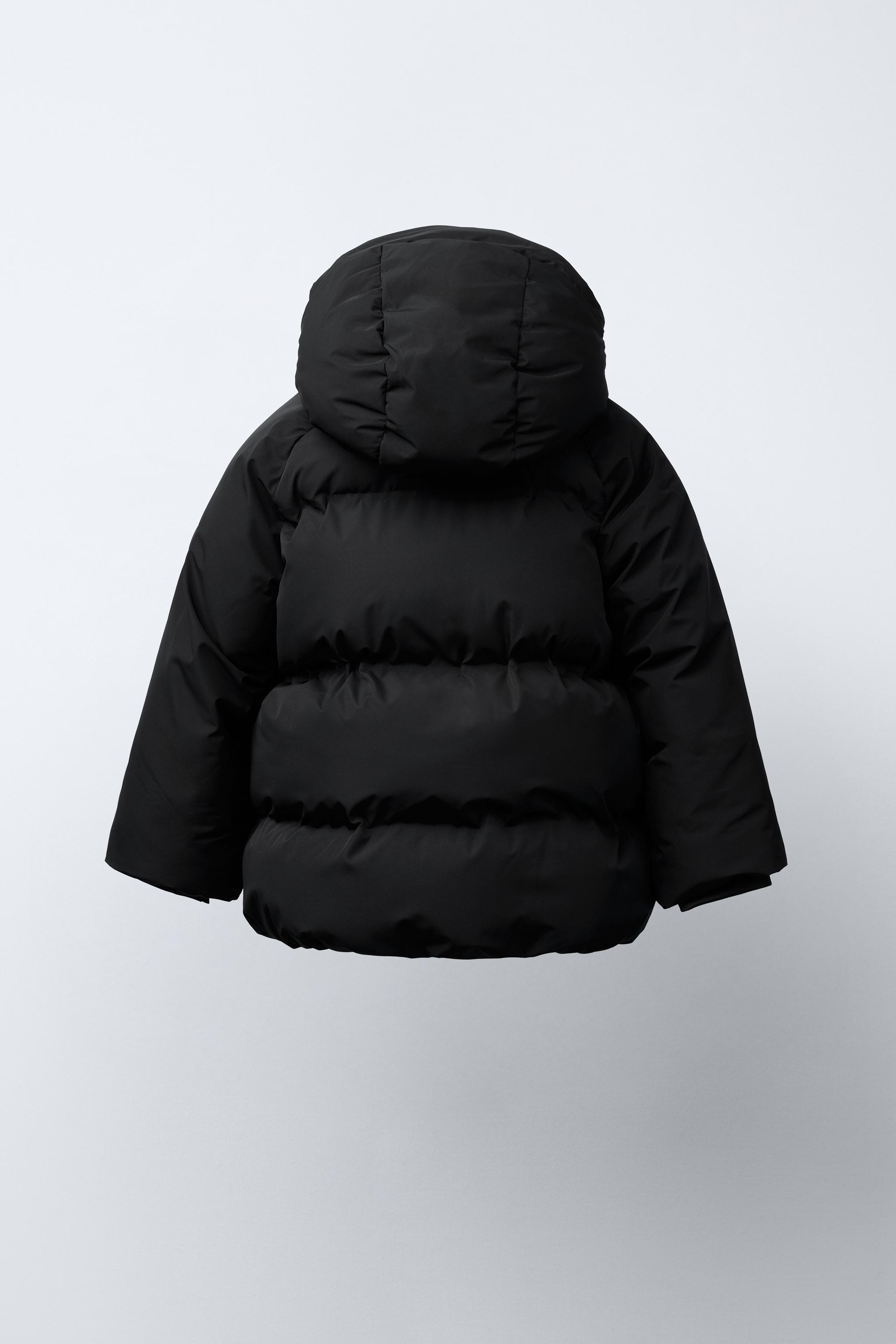 撥水加工 フード付きパフジャケット - ブラック | ZARA Japan / 日本