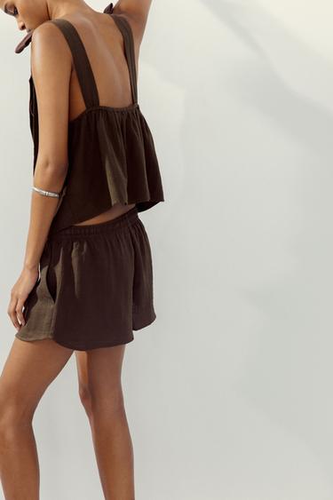 SHORT MINI À LIEN - Marron de Zara - Image 2