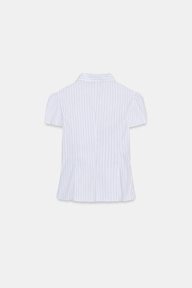 CHEMISE EN POPELINE À RAYURES - Gris / Beige de Zara - Image 7