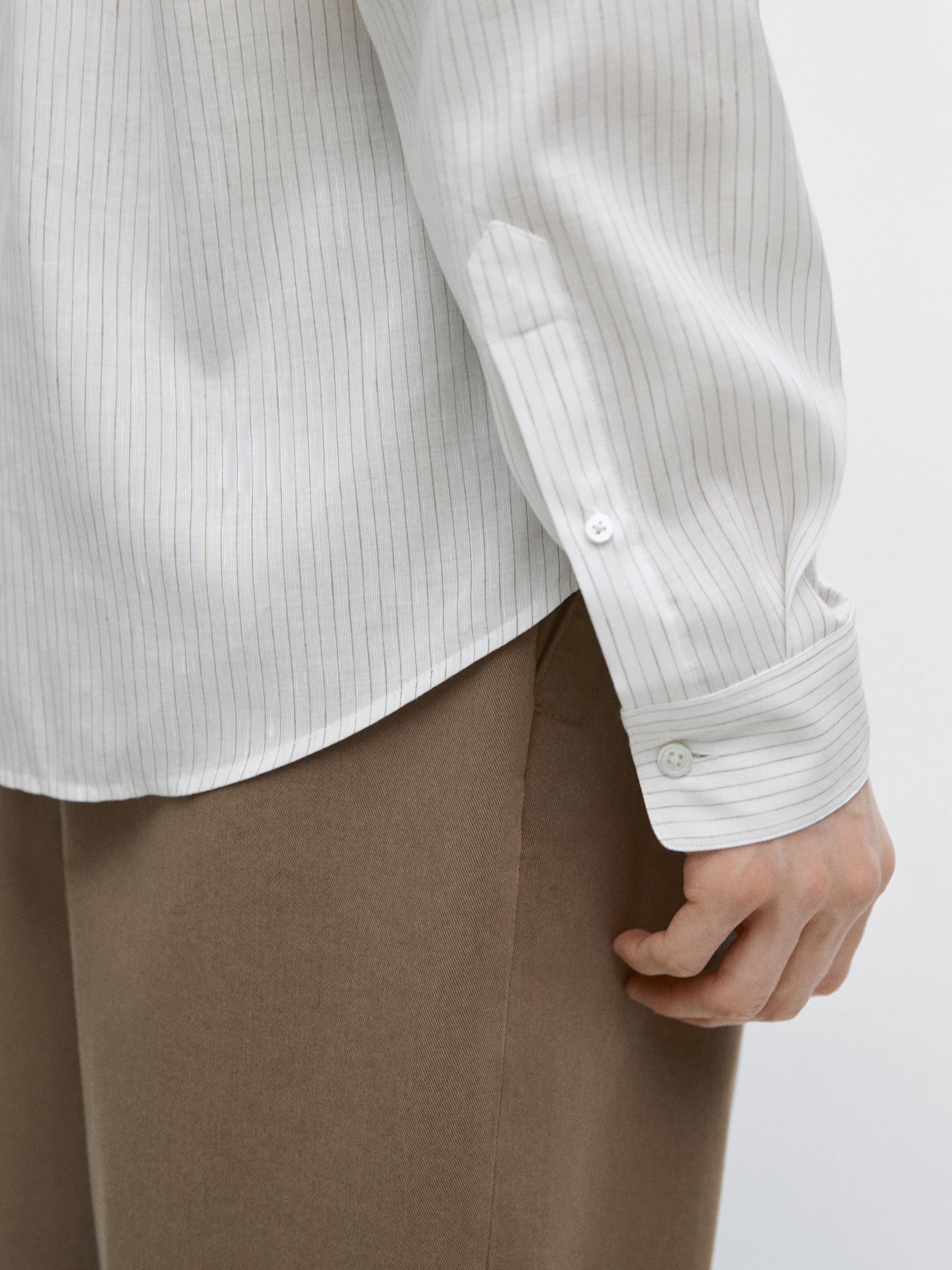 Chemise regular fit à rayures en coton mélang