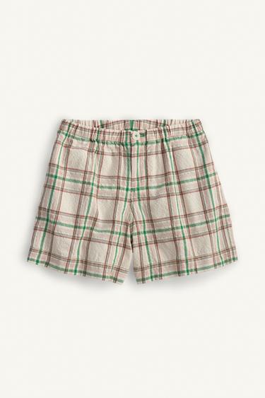 BERMUDA À CARREAUX LIMITED EDITION - Beige / Vert de Zara