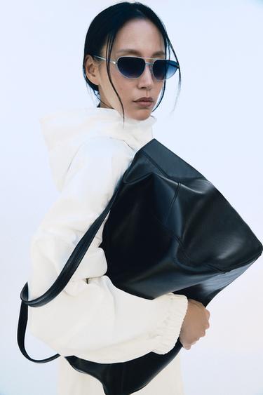 MAXI SHOPPER PIEL - Azul Marino de Zara