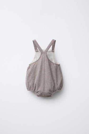 CHECK ROMPER - Brown / Ecru by Zara - Image 1