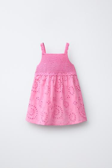 ROBE BIMATIÈRE MAILLE CROCHET FLEURS - Rose de Zara - Image 1