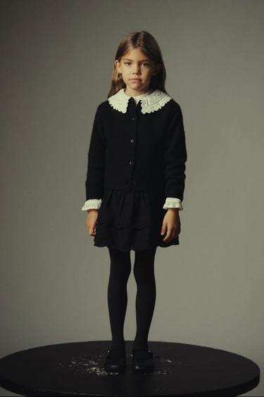 DETACHABLE COLLAR CARDIGAN — Black 1