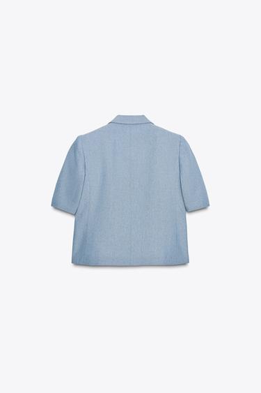 BLAZER MANCHES COURTES COURTE - Bleu de Zara - Image 7