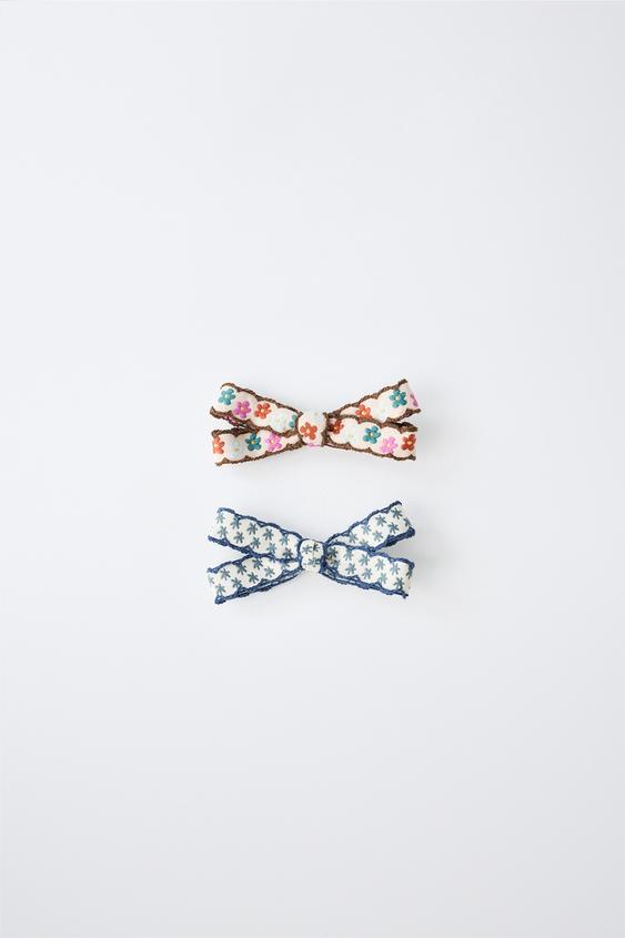 SET 2 KẸP TÓC NƠ THÊU - Nhiều màu từ Zara - Hình ảnh 0