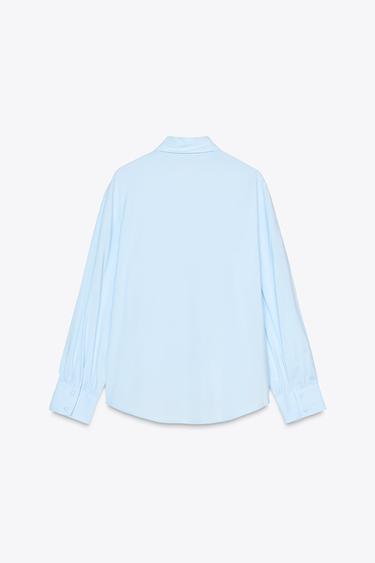 CHEMISE À BOUTONS REVÊTUS - Bleu ciel de Zara - Image 5