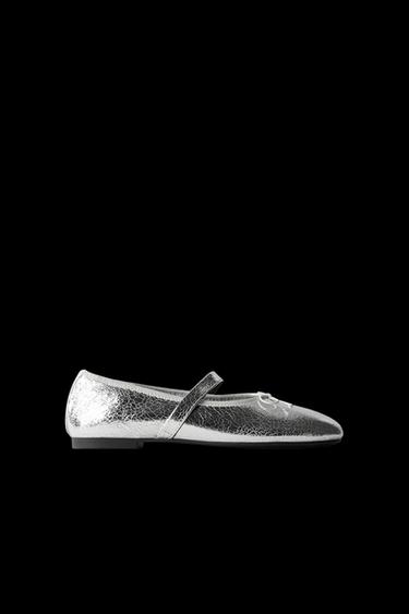 Zara METALLIC BALLET FLATS - Silver - Image 0