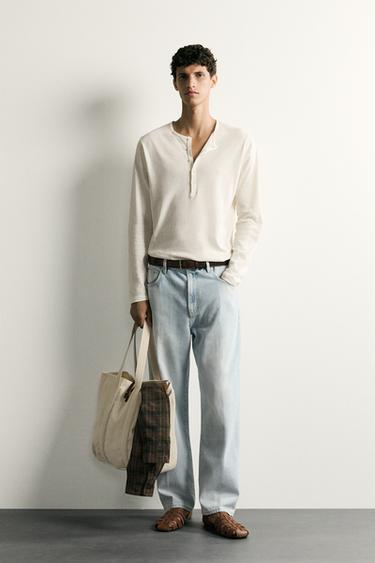 POLO REGULAR FIT ALGODÓN - LINO - Blanco roto de Zara - Imagen 0