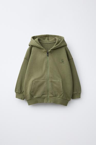 SWEATSHIRT WITH EMBROIDERED LOGO - Khaki by Zara