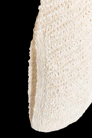 Zara OVERSIZED ASYMMETRIC HEM JUMPER - ecru-white