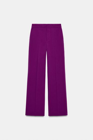 PANTALON DROIT TAILLE BASSE - Pourpre de Zara