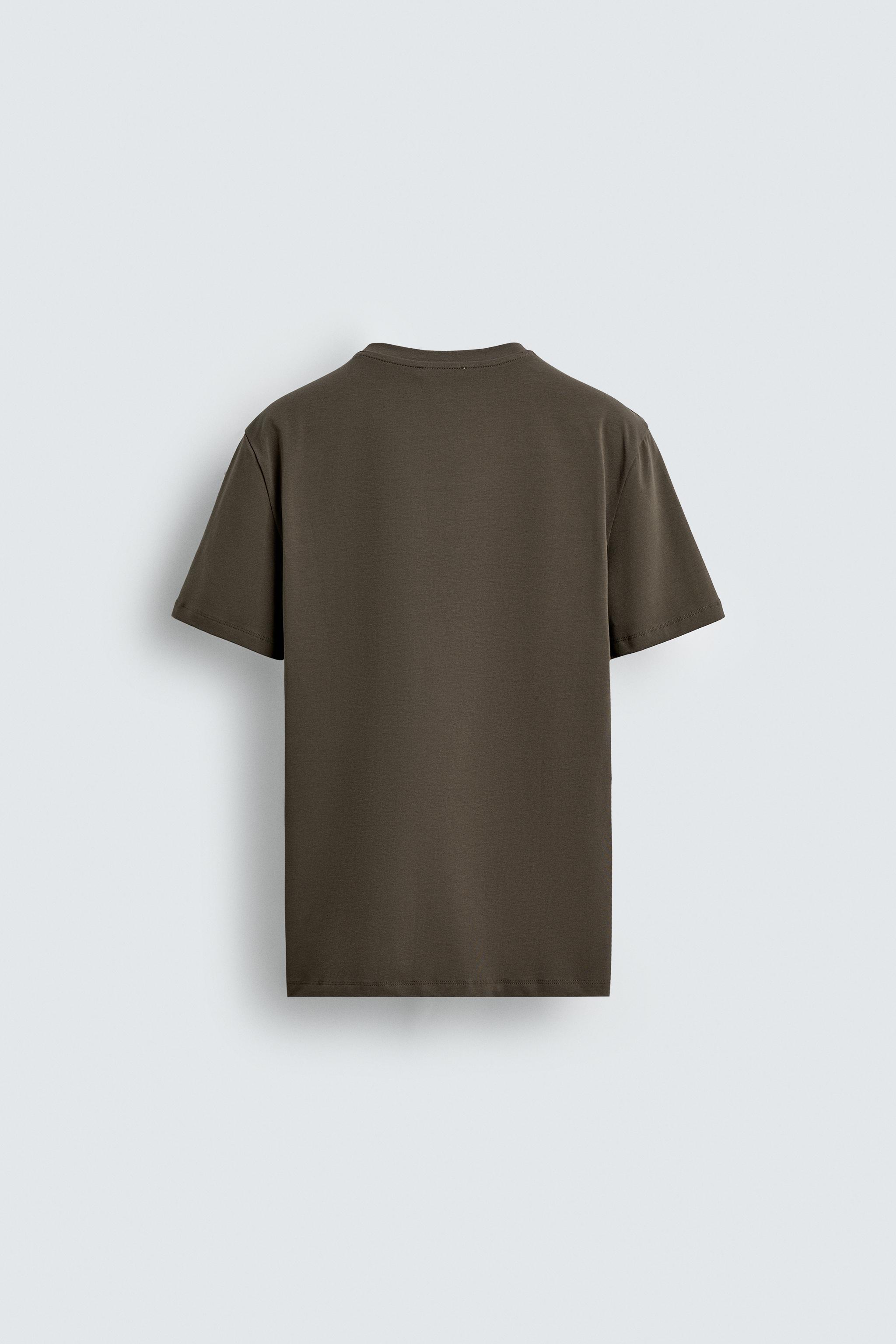 Zara - Basic Slim Fit T-Shirt /01 - Greenish - S - Man Zara - Basic Slim Fit T-Shirt /01 - Greenish - S - Man