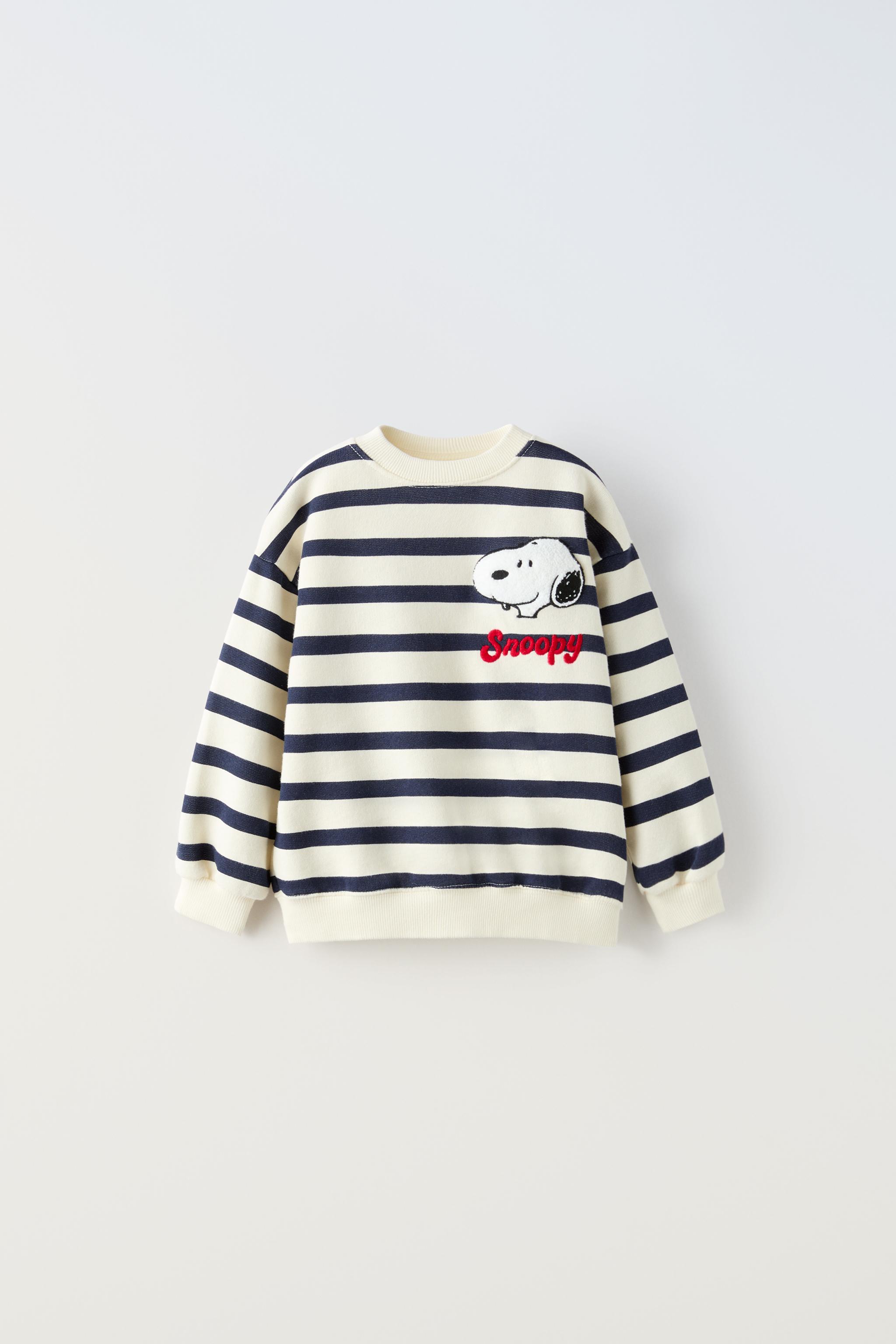 スヌーピー PEANUTS™ ストライプ スウェットシャツ - 青色/白色 | ZARA 