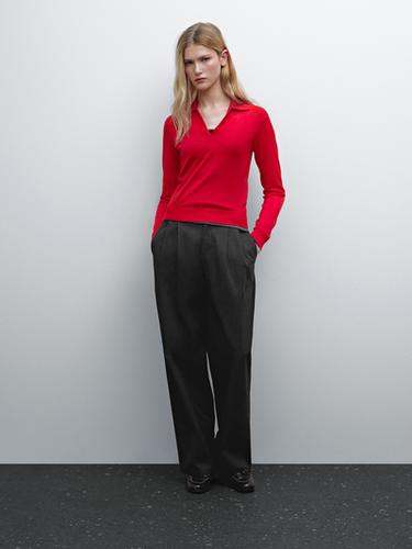 Jersey cuello polo botones 100% lana - Rojo de Zara - Imagen 0