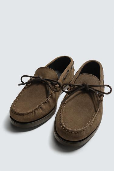 MOCASSINS EN CUIR CASUAL - Gris taupe de Zara - Image 1