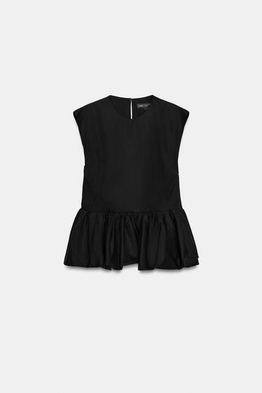 ZW COLLECTION ノースリーブペプラムトップスブラック0ZaraのZW COLLECTION ノースリーブペプラムトップス - ブラック - 画像 0