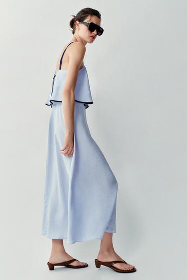 ROBE MI-LONGUE BIMATIÈRE - Bleu clair de Zara - Image 4