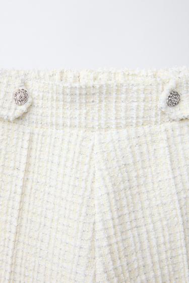 TEXTURED TROUSERS WITH JEWEL BUTTONS - Ecru by Zara - Image 2