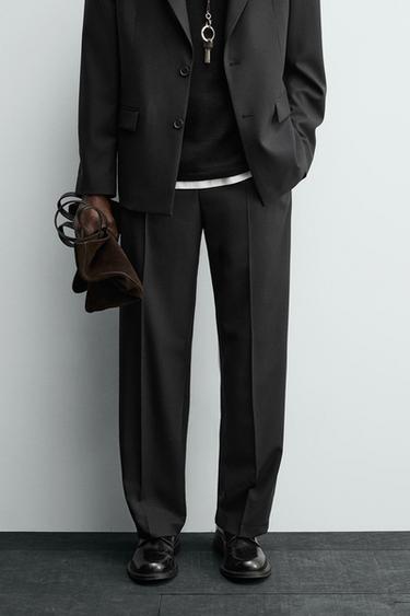 CALÇA DE TERNO COM LÃ - Preto da Zara