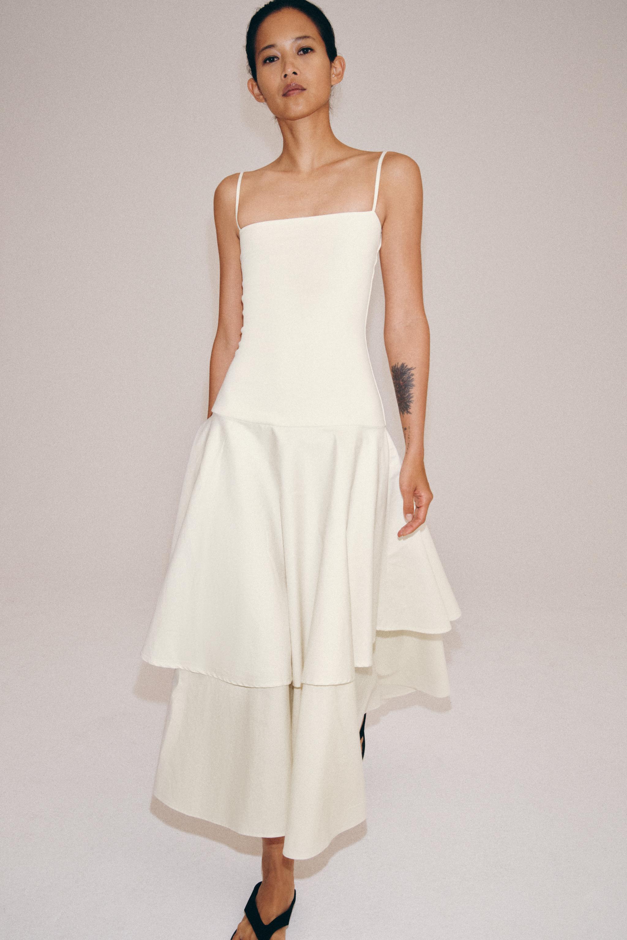 RUFFLED COMBINATION DRESS