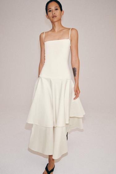 COMBINED RUFFLE DRESS - Ecru by Zara