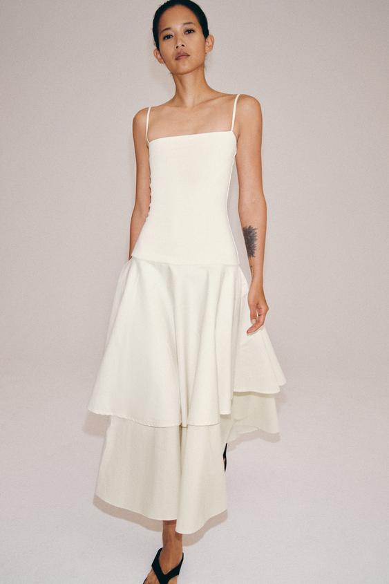 RUFFLED COMBINATION DRESS