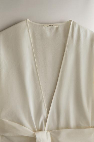 ROBE DE CHAMBRE DENTELLE - Écru de Zara - Image 1