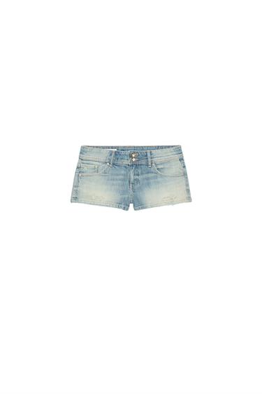 TRF LOW-RISE MINI DENIM SHORTS - Light blue by Zara