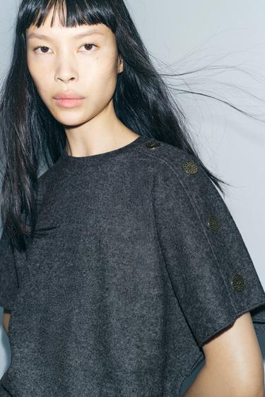SOFT BUTTON TOP - Grey marl by Zara