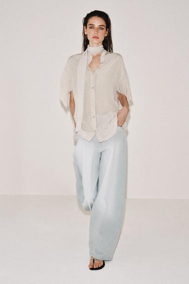 Zara ZW COLLECTION 飄逸結飾襯衫 - 嫩粉色
