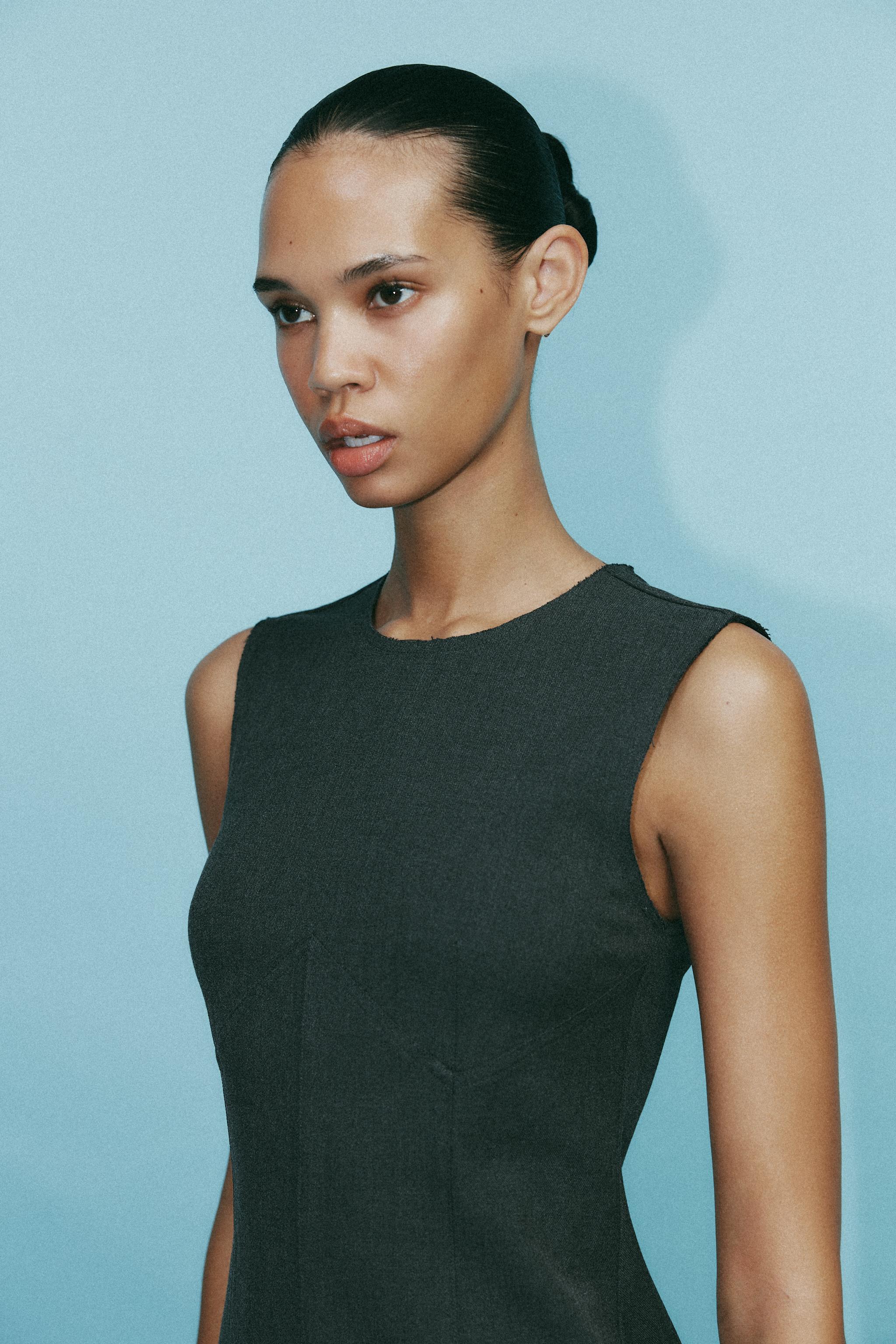 【ZARA】コンビネーションショートワンピース グレー Mサイズ コンビポプリンショートワンピース - グレー | ZARA Japan / 日本
