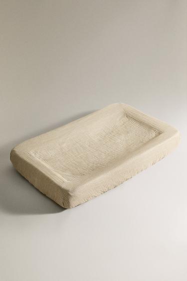 HOUSSE MATELAS À LANGER BÉBÉ GAZE RAYURES - Vert de Zara - Image 1