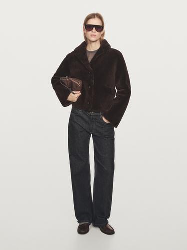 Chaqueta mouton corta piel con pelo - Marrón de Zara - Imagen 0