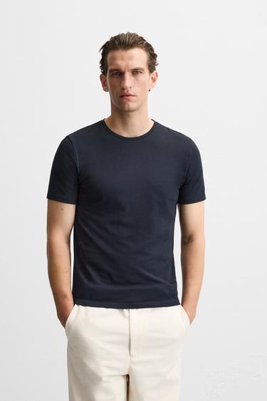 CAMISETA SLIM FIT BÁSICA - Marino de Zara