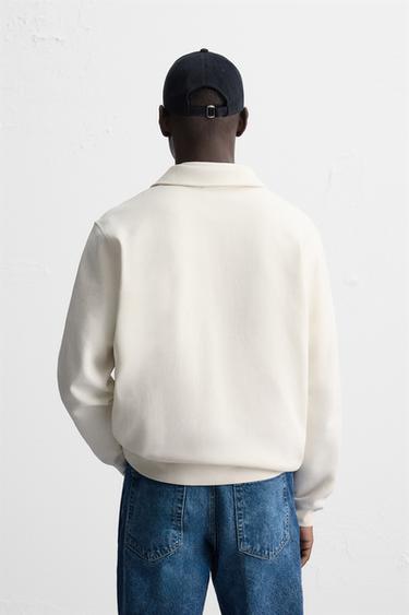 INTERLOCK QUARTER-ZIP POLO SWEATSHIRT - Ecru by Zara - Image 2