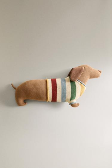 CHILDREN'S KNIT DOG CUSHION - Multicoloured by Zara