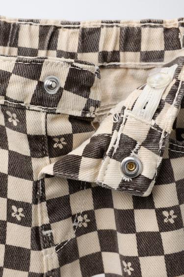 PANTALON SERGE JUPE-CULOTTE DAMIER - Gris de Zara - Image 2