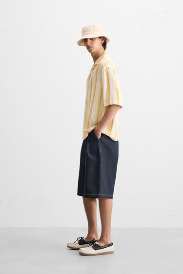 WIDE-FIT DENIM BERMUDA SHORTS - Indigo by Zara - Image 3