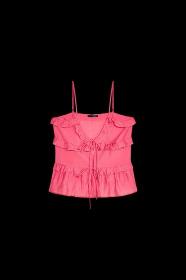 TOP VOLANTES LAZOS - Coral de Zara - Imagen 0