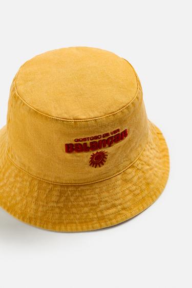 CONTRAST EMBROIDERY BUCKET HAT - Mustard by Zara - Image 5