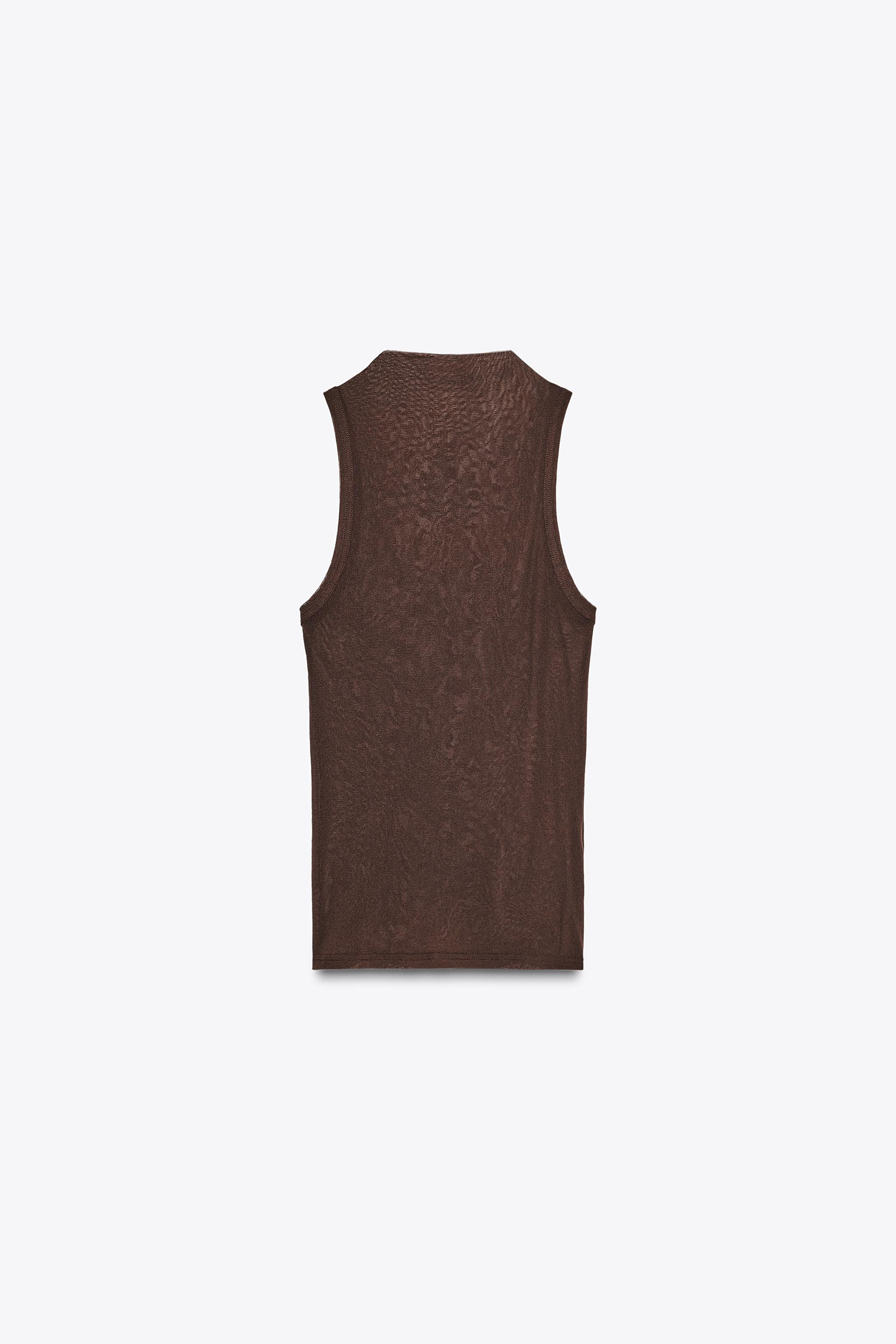SEMI-SHEER HALTER TOP - Brown | ZARA United States