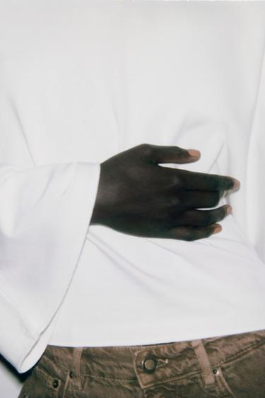 CAPE SLEEVE T-SHIRT - Butter by Zara - Image 4