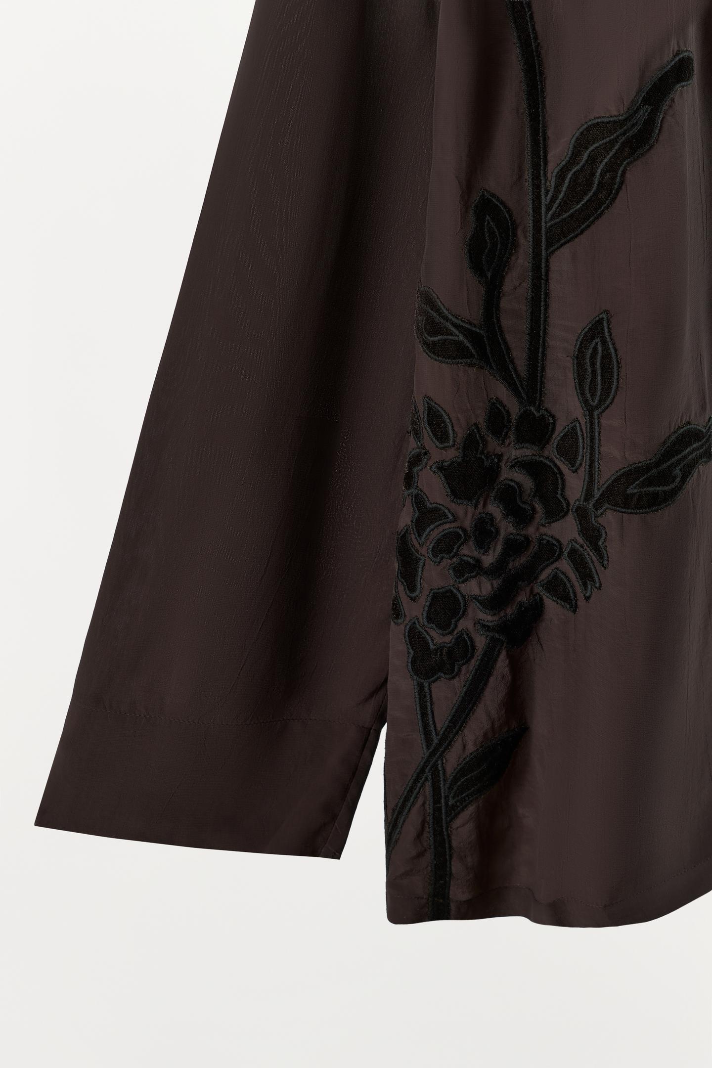 Женская блузка Zara Velvet Embroidery Wrap Blouse, цвет: Шоколадный — фото 10